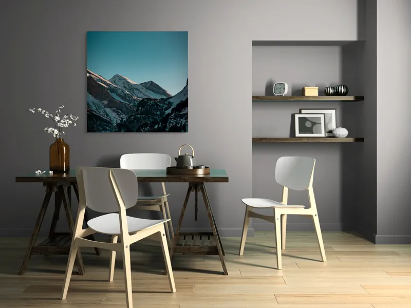 Tablou Canvas, "Măreția munților în lumina serii", Creste, Albastre, Inalte, Majestuoase, Impunatoare, Senine, Recifate, Spectaculoase, 100 x 100 cm – poza 6