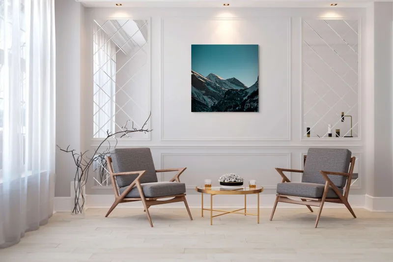 Tablou Canvas, "Măreția munților în lumina serii", Creste, Albastre, Inalte, Majestuoase, Impunatoare, Senine, Recifate, Spectaculoase, 100 x 100 cm – poza 7