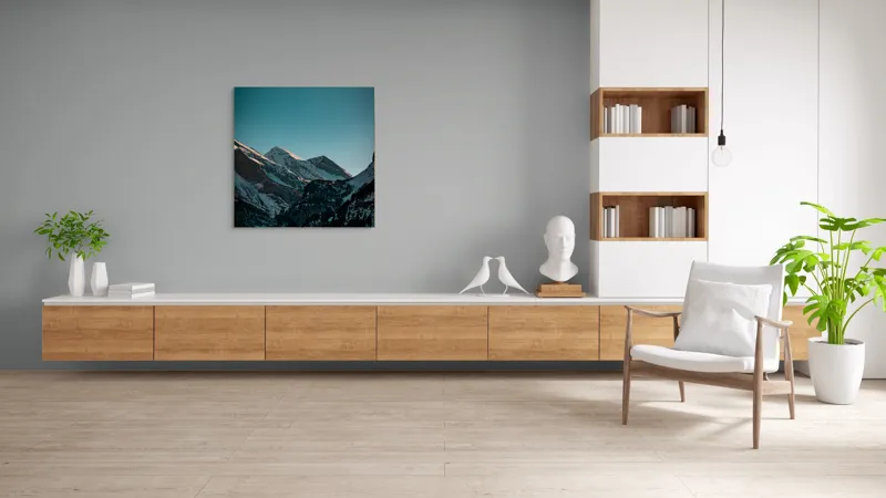 Tablou Canvas, "Măreția munților în lumina serii", Creste, Albastre, Inalte, Majestuoase, Impunatoare, Senine, Recifate, Spectaculoase, 100 x 100 cm – poza 8