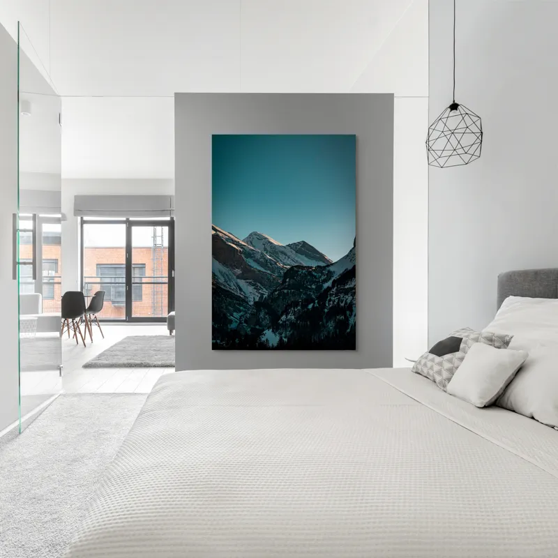 Tablou Canvas, "Măreția munților în lumina serii", Creste, Albastre, Inalte, Majestuoase, Impunatoare, Senine, Recifate, Spectaculoase, 100 x 150 cm – poza 5