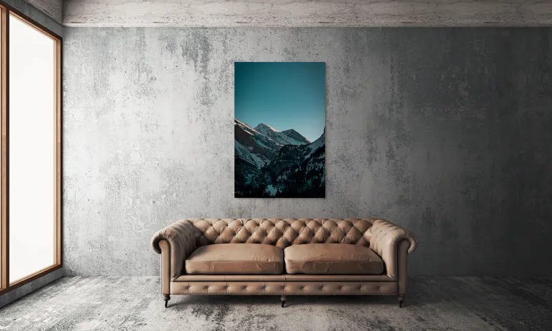Tablou Canvas, "Măreția munților în lumina serii", Creste, Albastre, Inalte, Majestuoase, Impunatoare, Senine, Recifate, Spectaculoase, 100 x 150 cm – poza 6