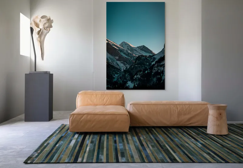 Tablou Canvas, "Măreția munților în lumina serii", Creste, Albastre, Inalte, Majestuoase, Impunatoare, Senine, Recifate, Spectaculoase, 100 x 150 cm – poza 7