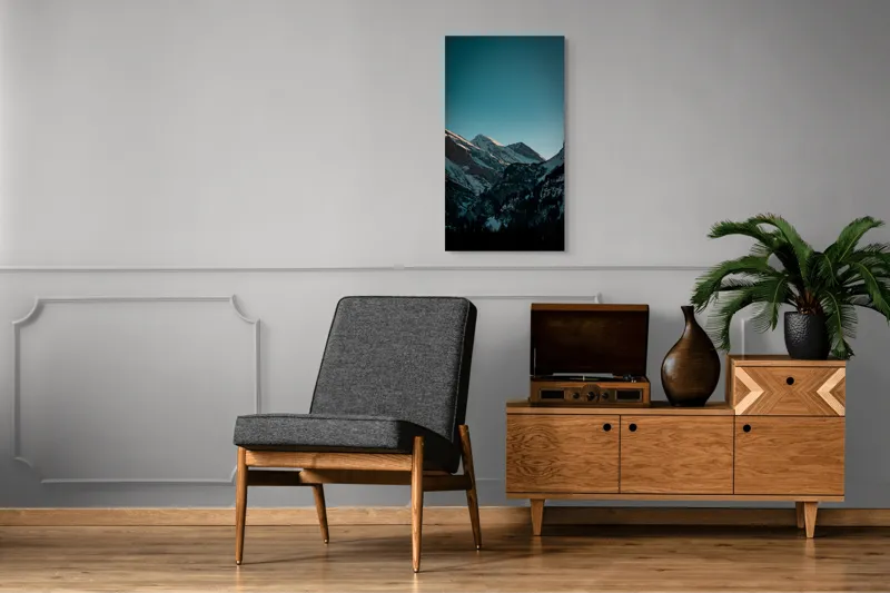 Tablou Canvas, "Măreția munților în lumina serii", Creste, Albastre, Inalte, Majestuoase, Impunatoare, Senine, Recifate, Spectaculoase, 50 x 90 cm – poza 8