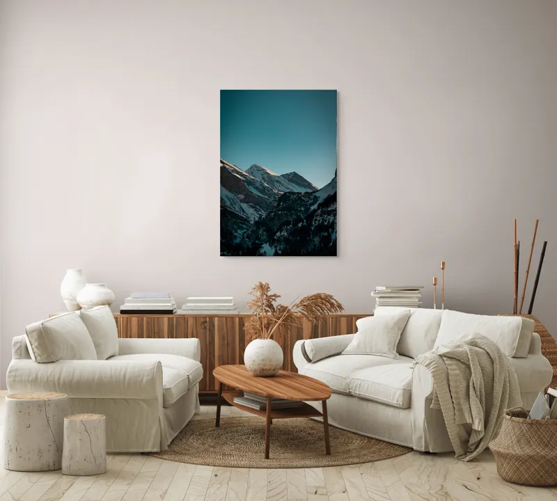 Tablou Canvas, "Măreția munților în lumina serii", Creste, Albastre, Inalte, Majestuoase, Impunatoare, Senine, Recifate, Spectaculoase, 70 x 100 cm – poza 4