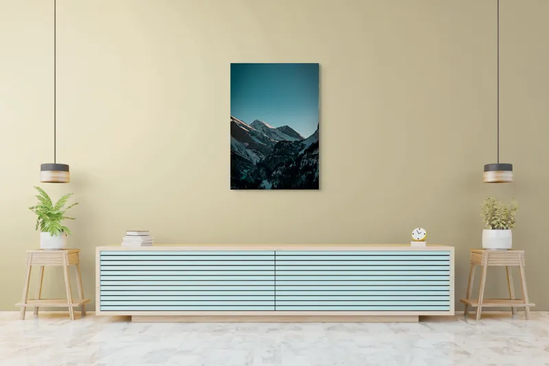 Tablou Canvas, "Măreția munților în lumina serii", Creste, Albastre, Inalte, Majestuoase, Impunatoare, Senine, Recifate, Spectaculoase, 70 x 100 cm – poza 5