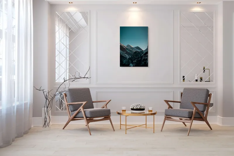 Tablou Canvas, "Măreția munților în lumina serii", Creste, Albastre, Inalte, Majestuoase, Impunatoare, Senine, Recifate, Spectaculoase, 70 x 100 cm – poza 8