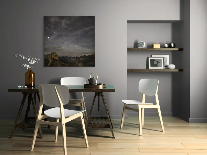 Tablou Canvas, "Cerul înstelat deasupra munților Yosemite", Stele, Cer, Munte, Noapte, Natură, Pădure, Frumusețe, Tranquilitate, 100 x 100 cm – poza 6