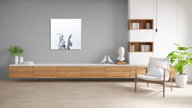 Tablou Canvas, "Arborele nins solitar în zăpadă", Copac, Zăpadă, Cer, Iarnă, Singurătate, Alb, Răceală, Natură, Frig, 100 x 100 cm – poza 8