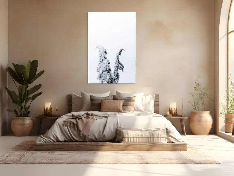 Tablou Canvas, "Arborele nins solitar în zăpadă", Copac, Zăpadă, Cer, Iarnă, Singurătate, Alb, Răceală, Natură, Frig, 100 x 150 cm – poza 3
