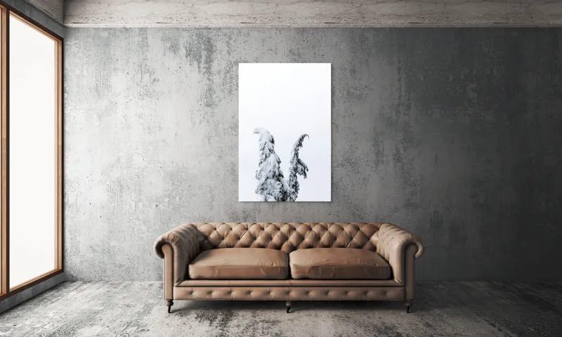 Tablou Canvas, "Arborele nins solitar în zăpadă", Copac, Zăpadă, Cer, Iarnă, Singurătate, Alb, Răceală, Natură, Frig, 100 x 150 cm – poza 6