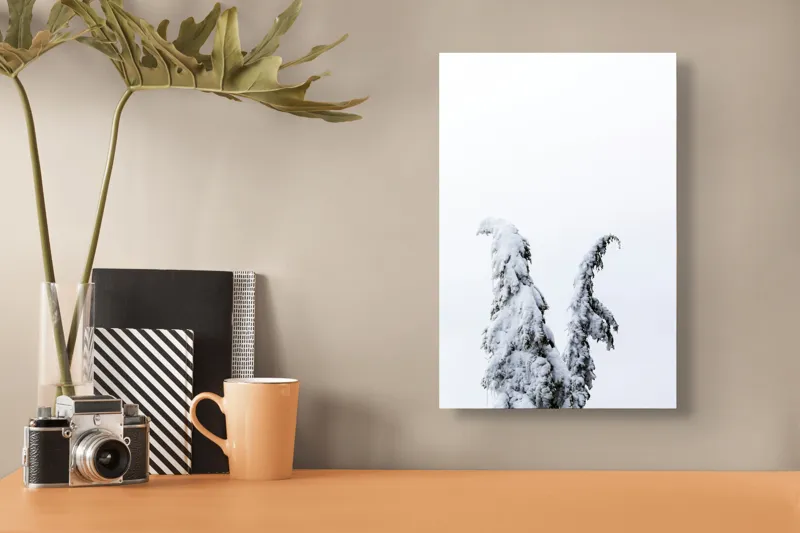 Tablou Canvas, "Arborele nins solitar în zăpadă", Copac, Zăpadă, Cer, Iarnă, Singurătate, Alb, Răceală, Natură, Frig, 26 x 39 cm – poza 3
