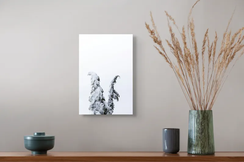 Tablou Canvas, "Arborele nins solitar în zăpadă", Copac, Zăpadă, Cer, Iarnă, Singurătate, Alb, Răceală, Natură, Frig, 26 x 39 cm – poza 5