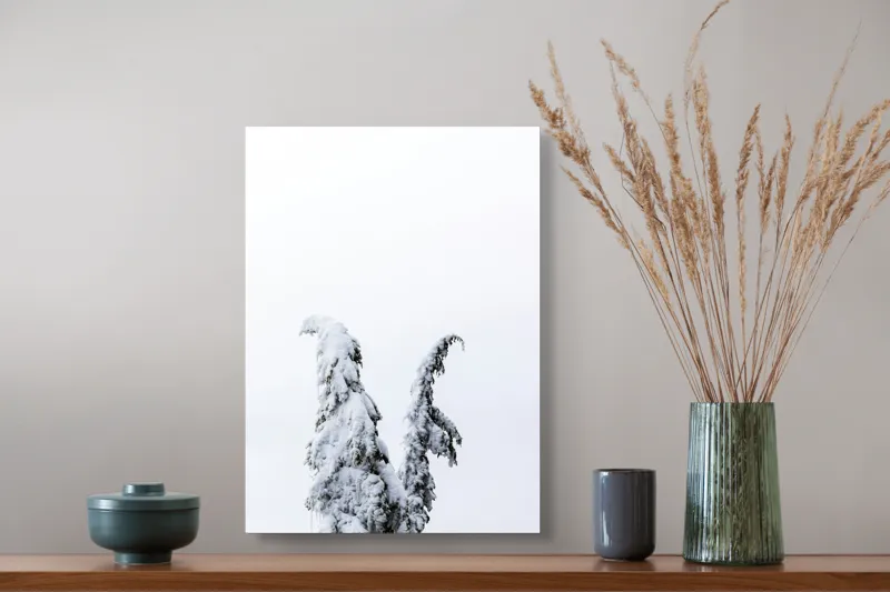 Tablou Canvas, "Arborele nins solitar în zăpadă", Copac, Zăpadă, Cer, Iarnă, Singurătate, Alb, Răceală, Natură, Frig, 39 x 54 cm – poza 3