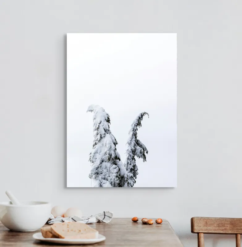 Tablou Canvas, "Arborele nins solitar în zăpadă", Copac, Zăpadă, Cer, Iarnă, Singurătate, Alb, Răceală, Natură, Frig, 50 x 70 cm – poza 3