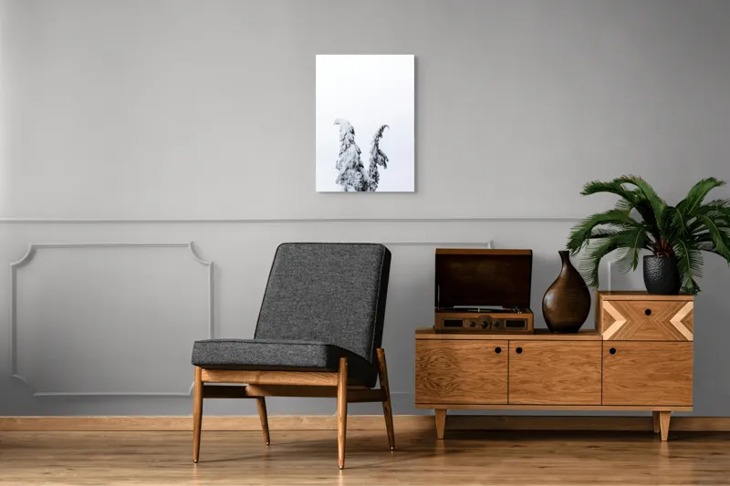 Tablou Canvas, "Arborele nins solitar în zăpadă", Copac, Zăpadă, Cer, Iarnă, Singurătate, Alb, Răceală, Natură, Frig, 50 x 70 cm – poza 8