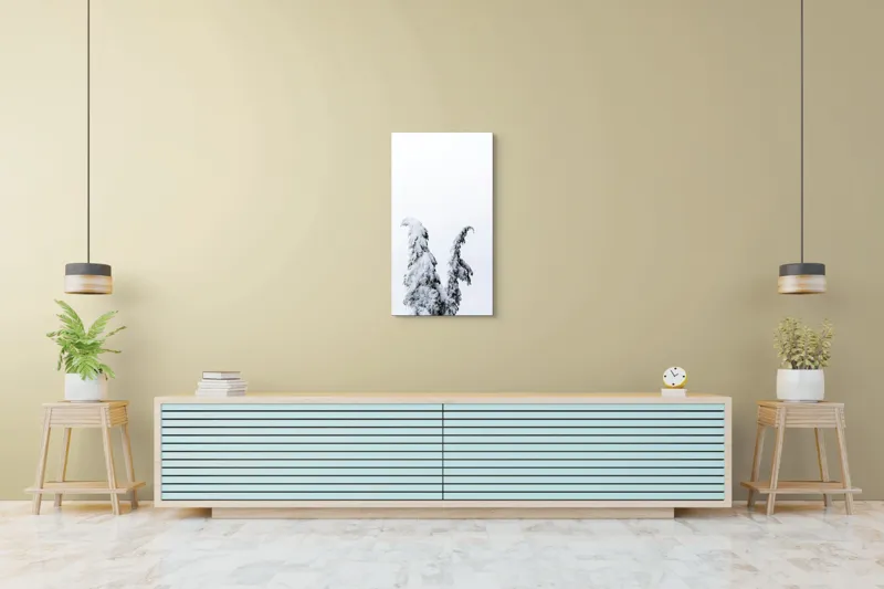 Tablou Canvas, "Arborele nins solitar în zăpadă", Copac, Zăpadă, Cer, Iarnă, Singurătate, Alb, Răceală, Natură, Frig, 50 x 90 cm – poza 6