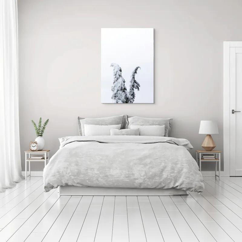 Tablou Canvas, "Arborele nins solitar în zăpadă", Copac, Zăpadă, Cer, Iarnă, Singurătate, Alb, Răceală, Natură, Frig, 70 x 100 cm – poza 3