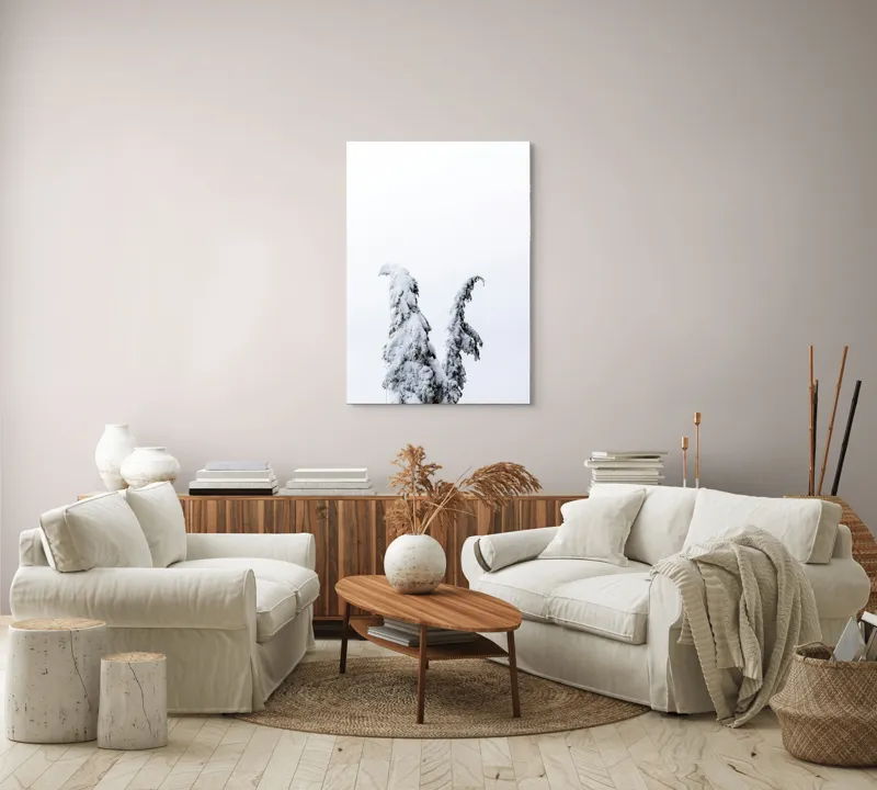 Tablou Canvas, "Arborele nins solitar în zăpadă", Copac, Zăpadă, Cer, Iarnă, Singurătate, Alb, Răceală, Natură, Frig, 70 x 100 cm – poza 4