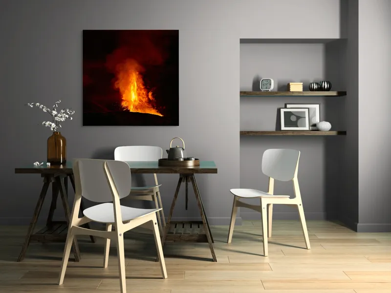 Tablou Canvas, "Erupția vulcanului în noapte misterioasă", Foc, Erupție, Lumină, Noapte, Căldură, Natură, Spectacol, Energie, Intensitate, Forță, 100 x 100 cm – poza 6