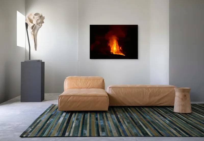 Tablou Canvas, "Erupția vulcanului în noapte misterioasă", Foc, Erupție, Lumină, Noapte, Căldură, Natură, Spectacol, Energie, Intensitate, Forță, 100 x 70 cm – poza 7