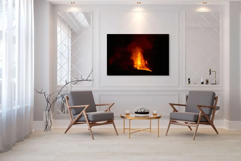 Tablou Canvas, "Erupția vulcanului în noapte misterioasă", Foc, Erupție, Lumină, Noapte, Căldură, Natură, Spectacol, Energie, Intensitate, Forță, 150 x 100 cm – poza 7