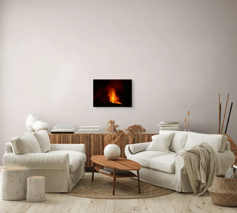 Tablou Canvas, "Erupția vulcanului în noapte misterioasă", Foc, Erupție, Lumină, Noapte, Căldură, Natură, Spectacol, Energie, Intensitate, Forță, 54 x 39 cm – poza 5