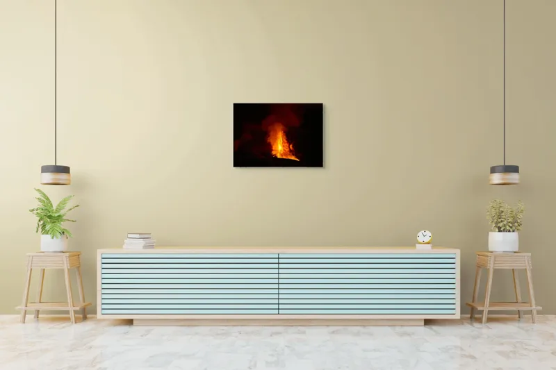 Tablou Canvas, "Erupția vulcanului în noapte misterioasă", Foc, Erupție, Lumină, Noapte, Căldură, Natură, Spectacol, Energie, Intensitate, Forță, 70 x 50 cm – poza 7