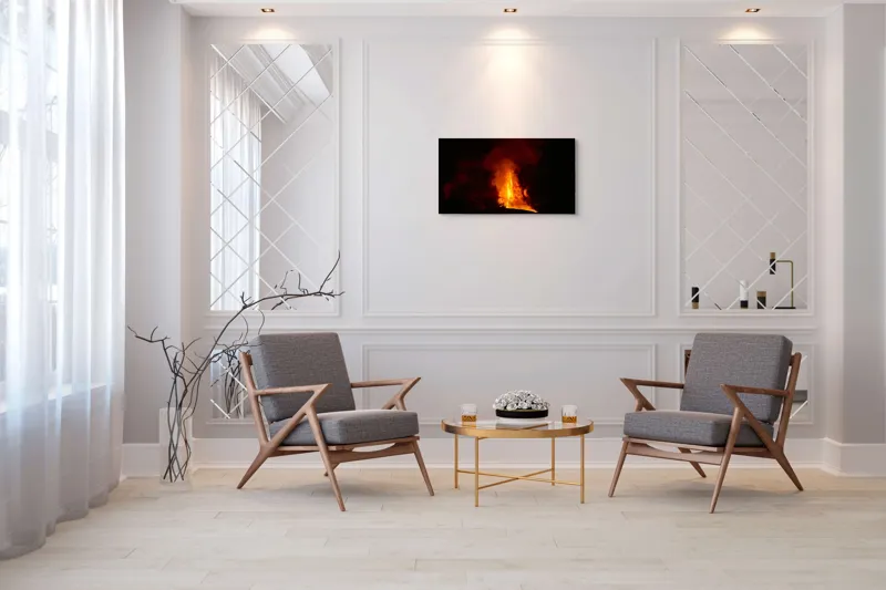 Tablou Canvas, "Erupția vulcanului în noapte misterioasă", Foc, Erupție, Lumină, Noapte, Căldură, Natură, Spectacol, Energie, Intensitate, Forță, 90 x 50 cm – poza 7