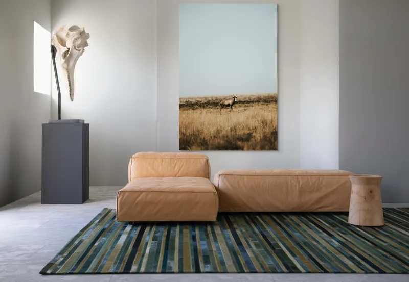 Tablou Canvas, "Cerbul singuratic în savana pustie", Cer, Cerb, Câmpie, Solitudine, Natură, Serenitate, Peisaj, Calm, Izolare, Pajiște, 100 x 150 cm – poza 7