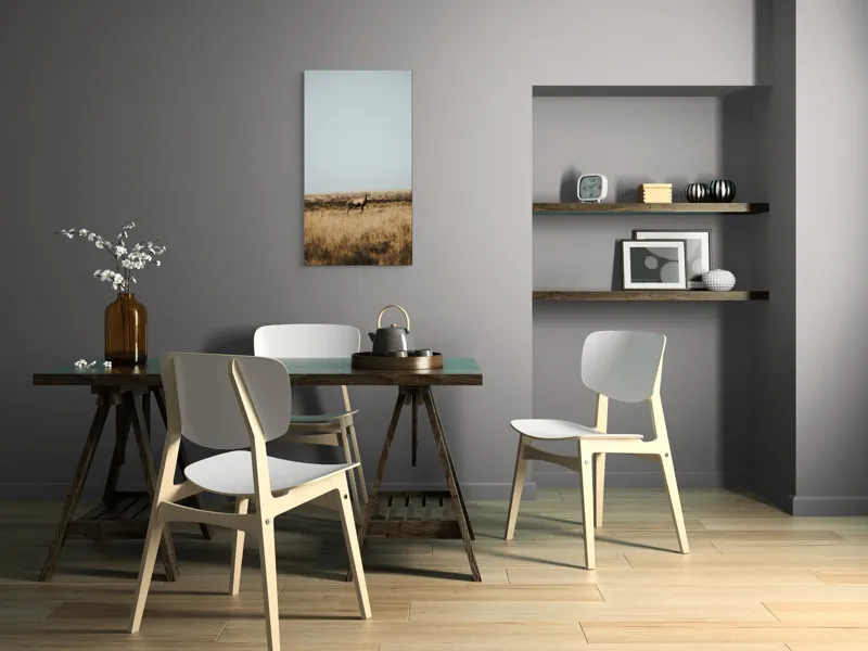 Tablou Canvas, "Cerbul singuratic în savana pustie", Cer, Cerb, Câmpie, Solitudine, Natură, Serenitate, Peisaj, Calm, Izolare, Pajiște, 50 x 90 cm – poza 4