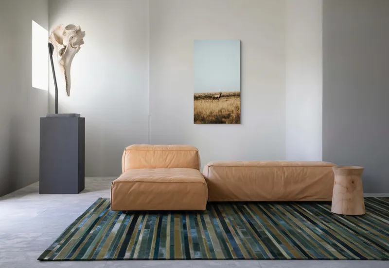 Tablou Canvas, "Cerbul singuratic în savana pustie", Cer, Cerb, Câmpie, Solitudine, Natură, Serenitate, Peisaj, Calm, Izolare, Pajiște, 50 x 90 cm – poza 5