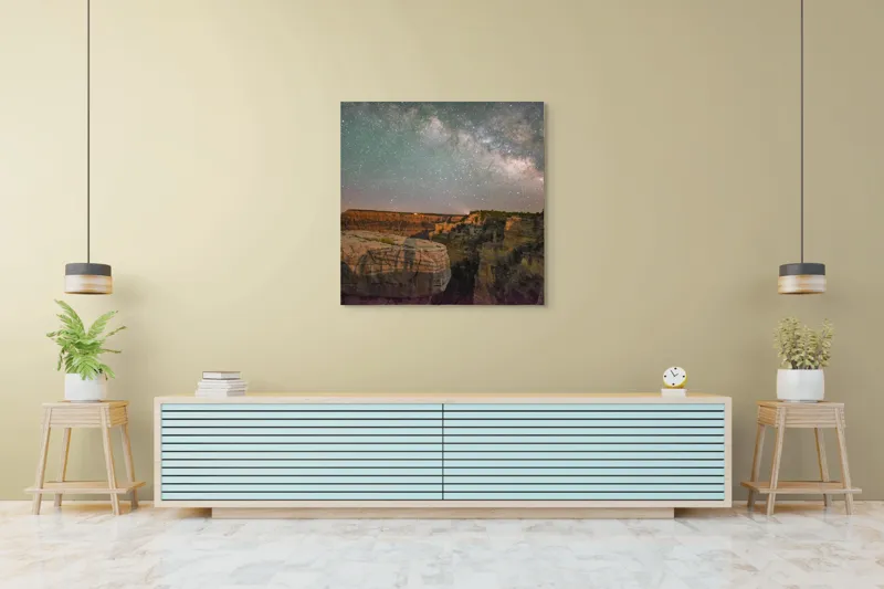Tablou Canvas, "Calea Lactee peste Marele Canion", Stele, Cer, Canion, Noapte, Fascinație, Natură, Mister, Grandios, Frumusețe, 100 x 100 cm – poza 5