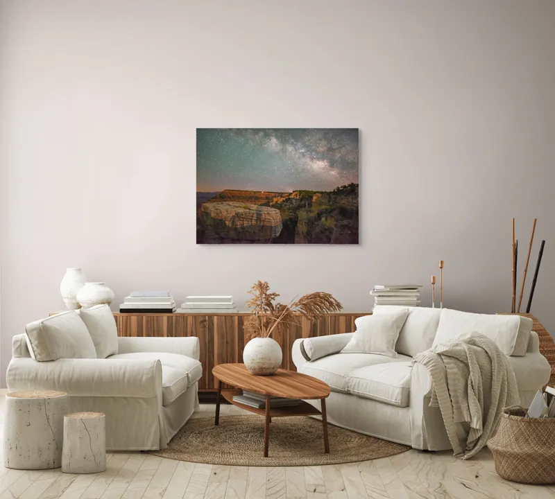 Tablou Canvas, "Calea Lactee peste Marele Canion", Stele, Cer, Canion, Noapte, Fascinație, Natură, Mister, Grandios, Frumusețe, 100 x 70 cm – poza 3