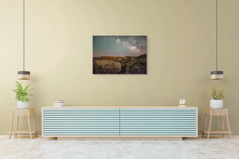Tablou Canvas, "Calea Lactee peste Marele Canion", Stele, Cer, Canion, Noapte, Fascinație, Natură, Mister, Grandios, Frumusețe, 100 x 70 cm – poza 4