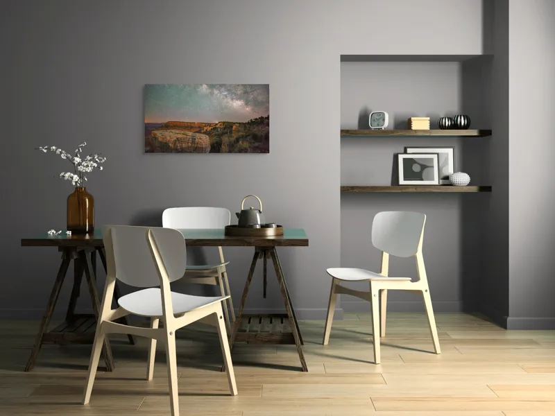 Tablou Canvas, "Calea Lactee peste Marele Canion", Stele, Cer, Canion, Noapte, Fascinație, Natură, Mister, Grandios, Frumusețe, 90 x 50 cm – poza 3