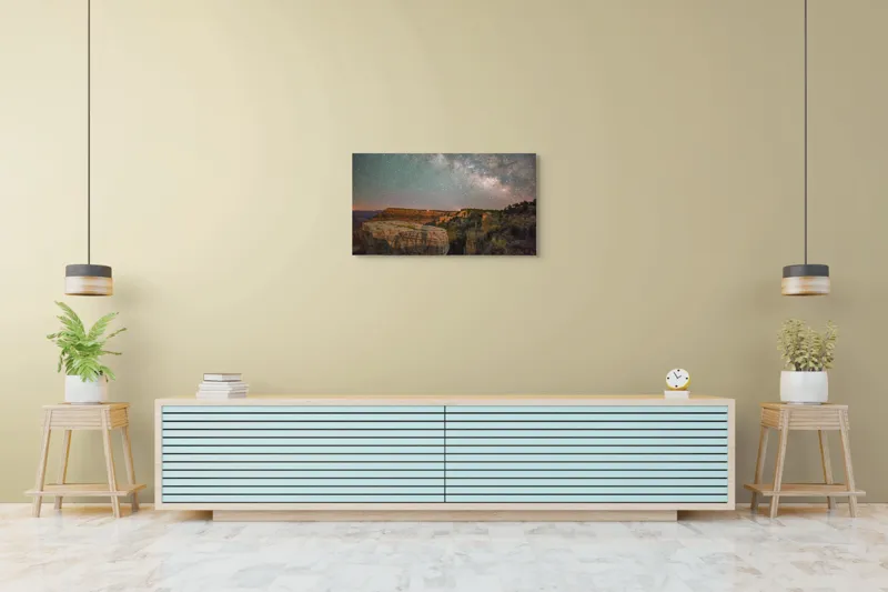 Tablou Canvas, "Calea Lactee peste Marele Canion", Stele, Cer, Canion, Noapte, Fascinație, Natură, Mister, Grandios, Frumusețe, 90 x 50 cm – poza 5