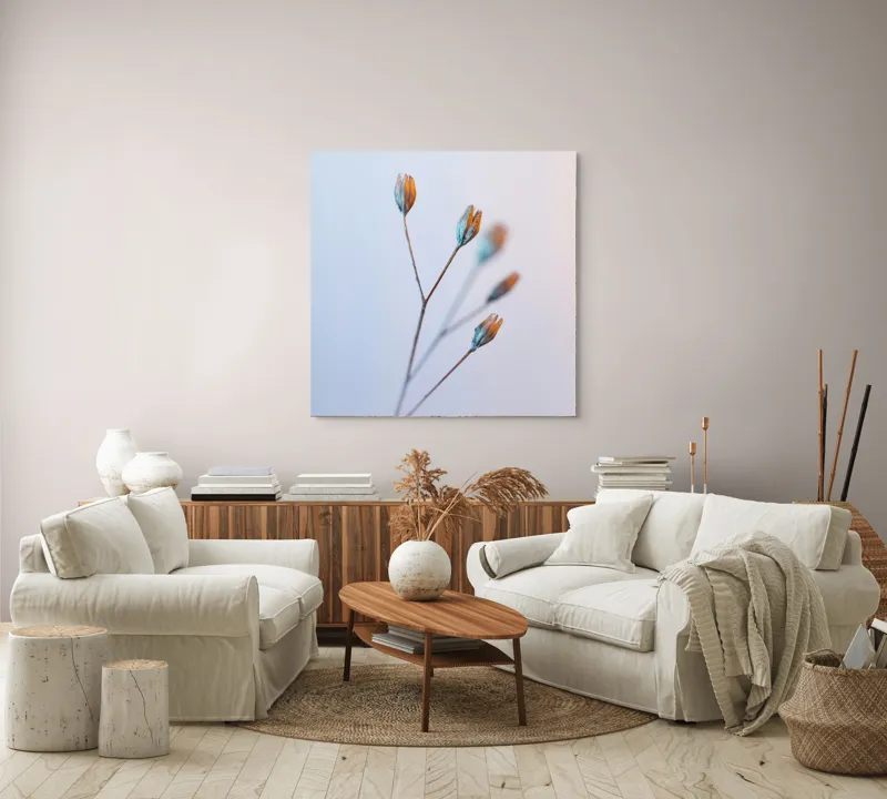 Tablou Canvas, "Frumusețea delicată a florilor uscate", Floare, Subtil, Delicat, Pastel, Natură, Simplu, Serin, Atingere, Fragilitate, 100 x 100 cm – poza 3