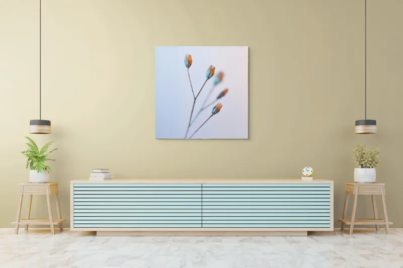 Tablou Canvas, "Frumusețea delicată a florilor uscate", Floare, Subtil, Delicat, Pastel, Natură, Simplu, Serin, Atingere, Fragilitate, 100 x 100 cm – poza 5