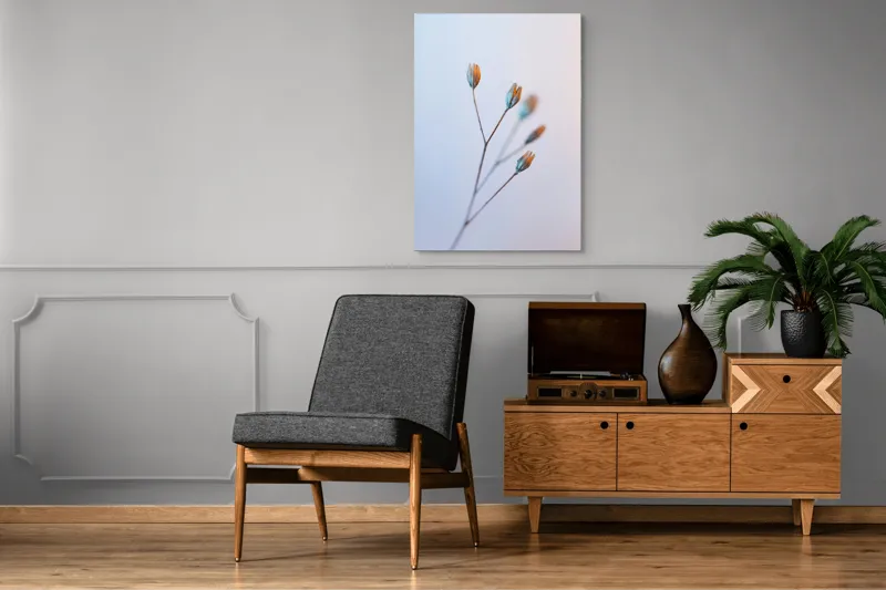 Tablou Canvas, "Frumusețea delicată a florilor uscate", Floare, Subtil, Delicat, Pastel, Natură, Simplu, Serin, Atingere, Fragilitate, 70 x 100 cm – poza 6