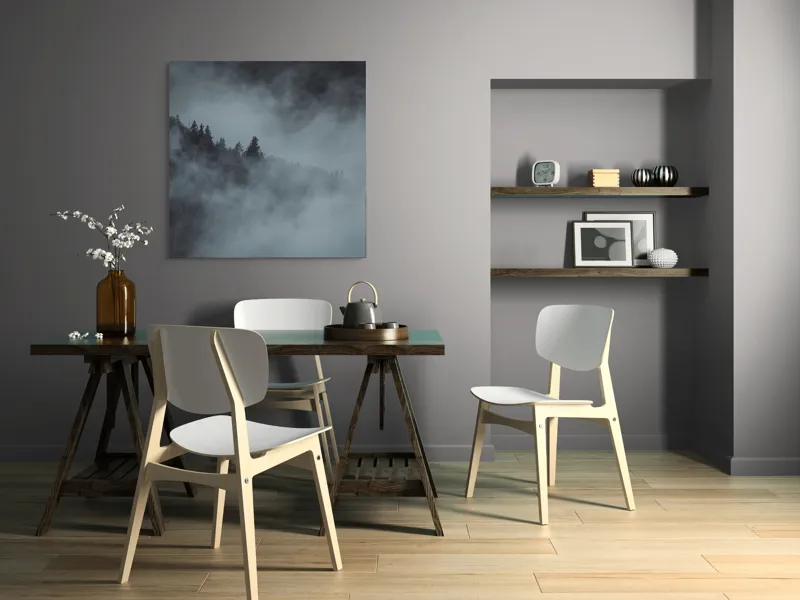 Tablou Canvas, "Pădurea cufundată în ceață albăstruie", Ceață, Pădure, Mister, Tăcere, Umbre, Întuneric, Liniște, Vârfuri, Melancolie, Natură, 100 x 100 cm – poza 6