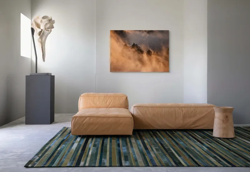 Tablou Canvas, "Misterul pădurii încremenite în ceață", Nor, Aur, Pădure, Mister, Lumină, Umbre, Vârfuri, Ceață, Apus, Natură, 100 x 70 cm – poza 7