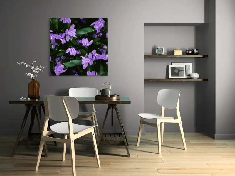 Tablou Canvas, "Splendoarea purpurie a primăverii", Flori, Violete, Petale, Natură, Verdeață, Frumusețe, Delicatețe, Prospețime, Primăvară, Eleganță, 100 x 100 cm – poza 6
