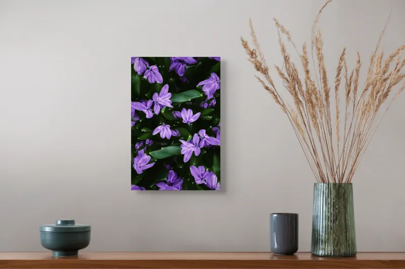 Tablou Canvas, "Splendoarea purpurie a primăverii", Flori, Violete, Petale, Natură, Verdeață, Frumusețe, Delicatețe, Prospețime, Primăvară, Eleganță, 26 x 39 cm – poza 5