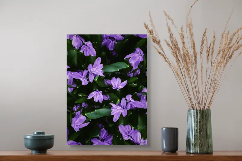 Tablou Canvas, "Splendoarea purpurie a primăverii", Flori, Violete, Petale, Natură, Verdeață, Frumusețe, Delicatețe, Prospețime, Primăvară, Eleganță, 39 x 54 cm – poza 3