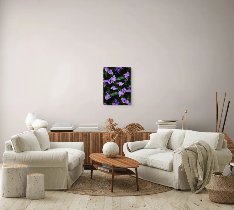 Tablou Canvas, "Splendoarea purpurie a primăverii", Flori, Violete, Petale, Natură, Verdeață, Frumusețe, Delicatețe, Prospețime, Primăvară, Eleganță, 39 x 54 cm – poza 5