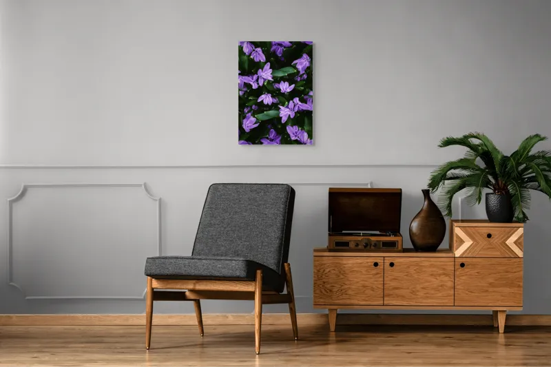 Tablou Canvas, "Splendoarea purpurie a primăverii", Flori, Violete, Petale, Natură, Verdeață, Frumusețe, Delicatețe, Prospețime, Primăvară, Eleganță, 50 x 70 cm – poza 8