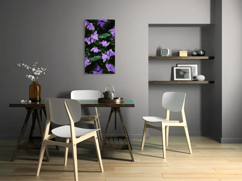 Tablou Canvas, "Splendoarea purpurie a primăverii", Flori, Violete, Petale, Natură, Verdeață, Frumusețe, Delicatețe, Prospețime, Primăvară, Eleganță, 50 x 90 cm – poza 4