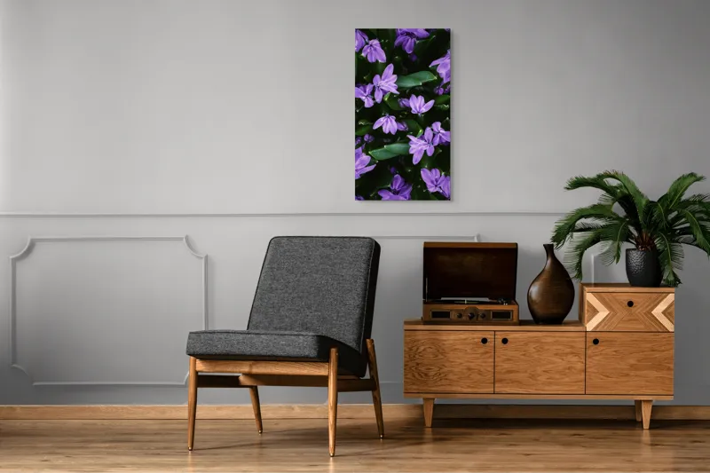 Tablou Canvas, "Splendoarea purpurie a primăverii", Flori, Violete, Petale, Natură, Verdeață, Frumusețe, Delicatețe, Prospețime, Primăvară, Eleganță, 50 x 90 cm – poza 8