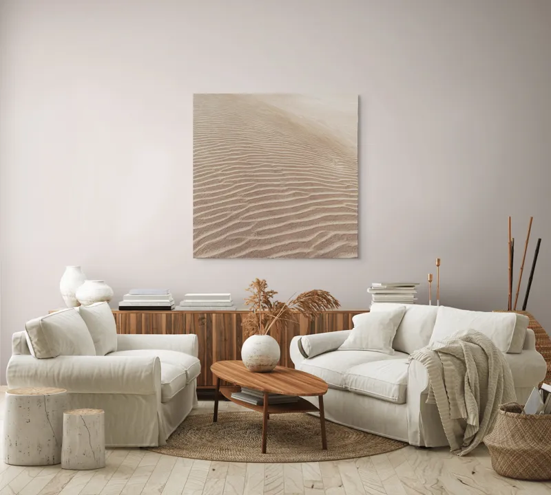 Tablou Canvas, "Mireasma liniștită a dunei înalte", Nisip, Dune, Texturi, Vânt, Liniște, 100 x 100 cm – poza 3