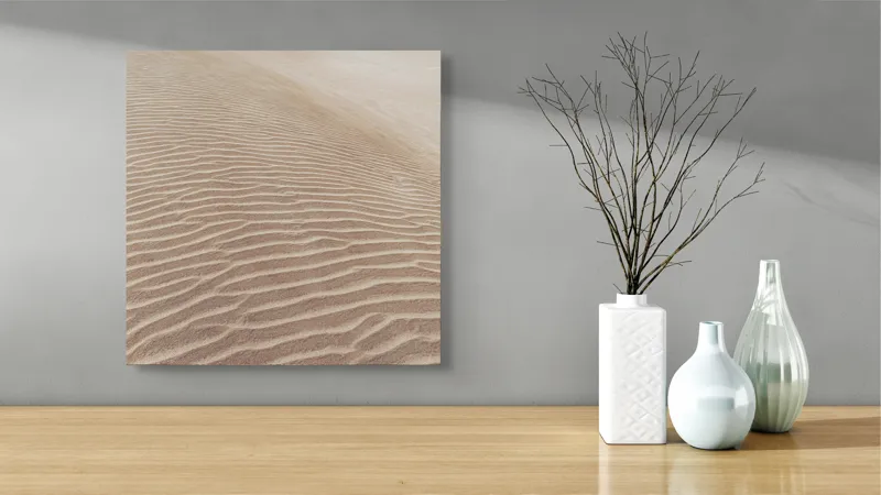 Tablou Canvas, "Mireasma liniștită a dunei înalte", Nisip, Dune, Texturi, Vânt, Liniște, 50 x 50 cm – poza 3
